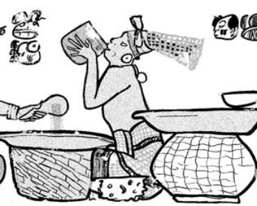 Escena de alimentación de los mayas en Calakmul